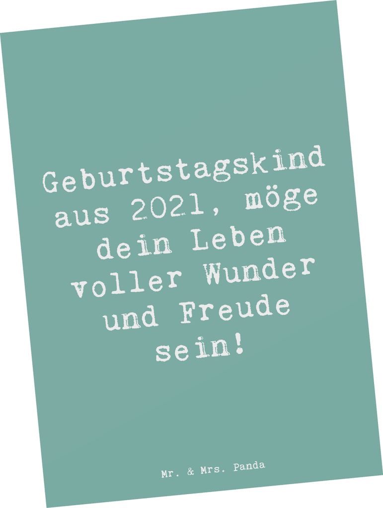 Mr. & Mrs. Panda Postkarte Spruch 2021 Geburtstag - Meeresbrise - Geschenk, Happy Birthday, Ansichtskarten, einzelkarte, Ansichtskarte, Alter, Wund...