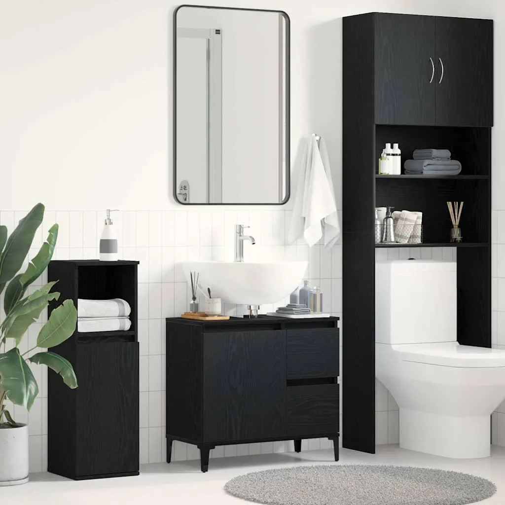 Mobile Bagno Maison Exclusive Rovere Nero 65x33x60 - Eleganza Accessibile