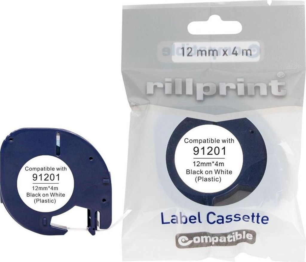 Rillprint - kompatibler LetraTAG e für 91201, 12 mm, Produktbild 