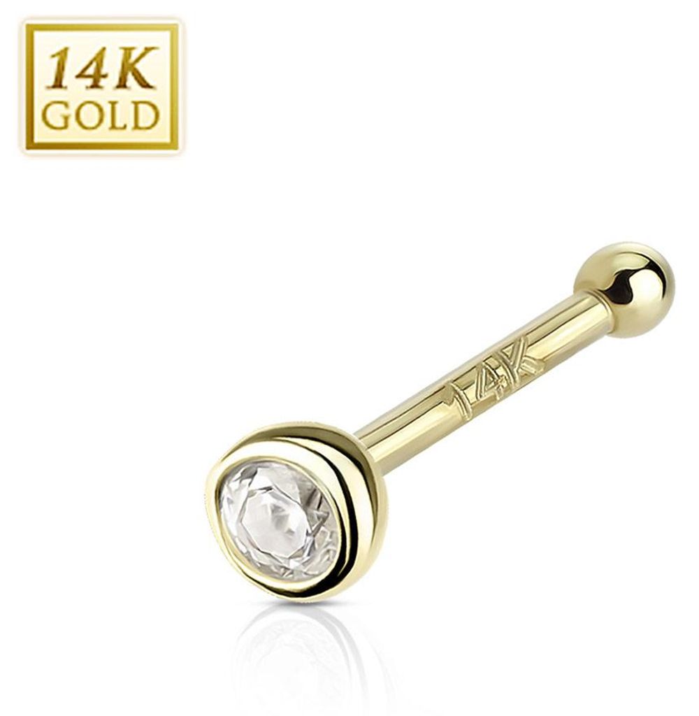 Nasenstecker 14 kt Gold: Nasenpiercing Stecker mit Kristall Produktbild 