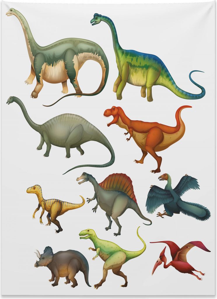 Abakuhaus Dinosaurier Wandteppich, Jura-Sammlung aus Weiches Mikrofaser Stoff Kein Verblassen Klare Farben Waschbar, 110 x 150 cm, Mehrfarbig