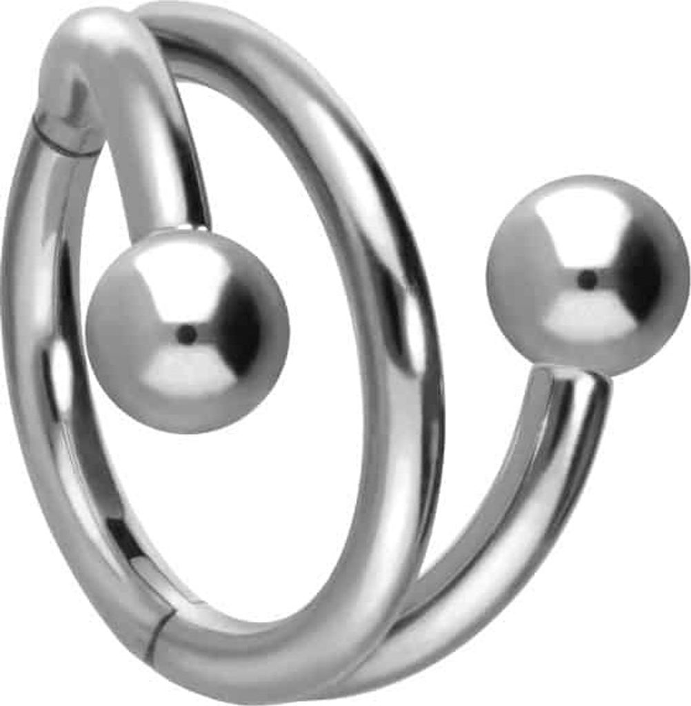 Ohrpiercing, Nasenpiercing, Septum Piercing Titan Segmentring Clicker mit Innengewinde 3 RINGE + 2 KUGELN Silber Innendurchmesser: 10mm | Kugelgrö...