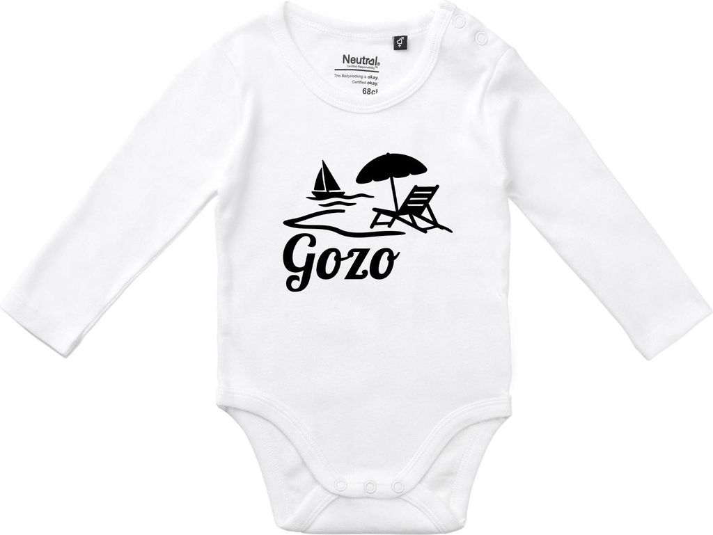 Huuraa Baby Body Gozo Inselmotiv Malta 74 White Baumwolle Fairtrade Langarmbody Geschenkidee