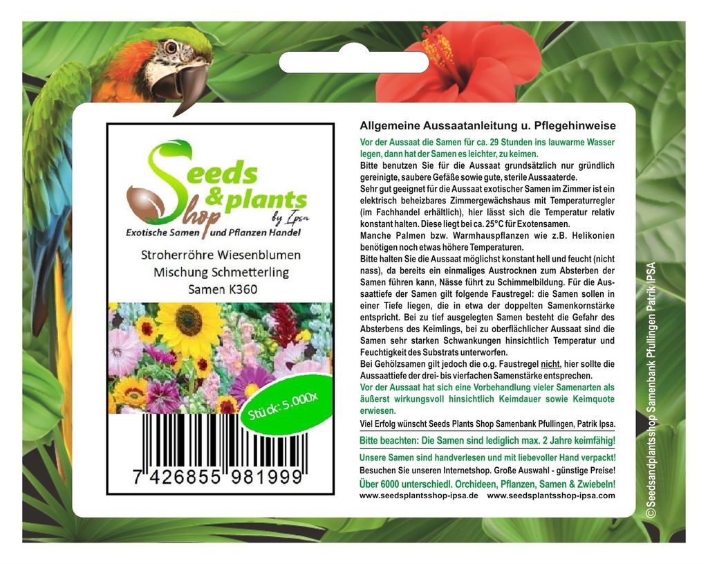 5000x Streuschachtel Wiesenblumen Samenmischung Maxi Pack Pflanzen Samen K360