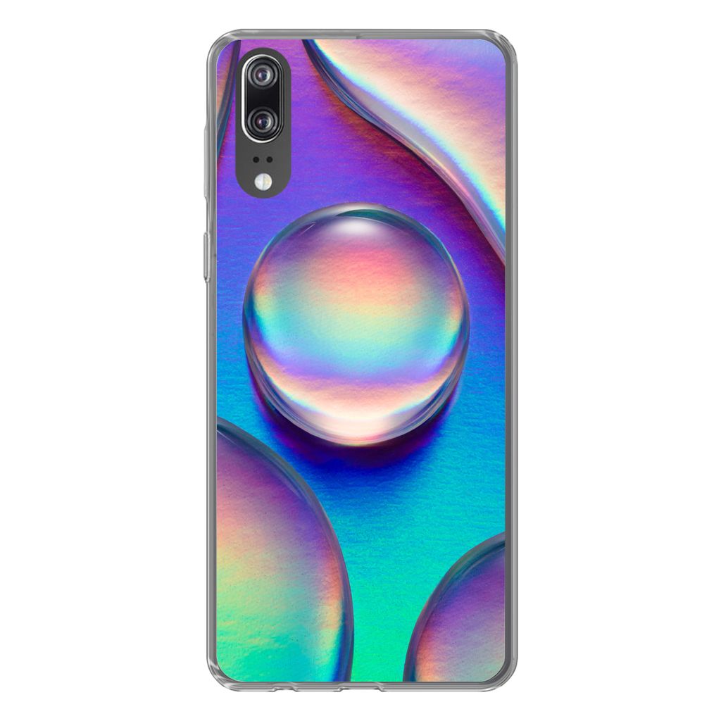 MuchoWow Handyhülle Schutzhülle Hülle für Huawei P20 Wasser - Regenbogen - Abstrakt Silikon Softcase Handy Hülle - Hardcover