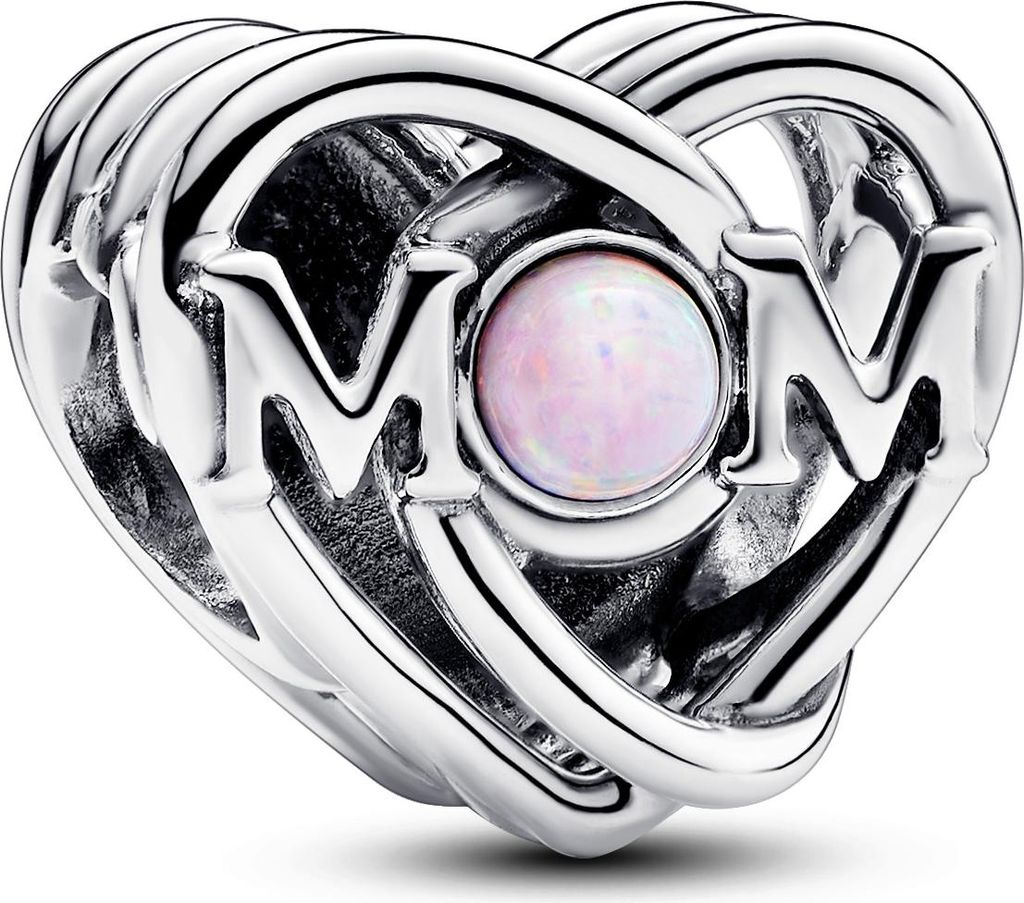 Slide Charm Herz von PANDORA aus 925er Silber, rosa Opal, Produktbild 