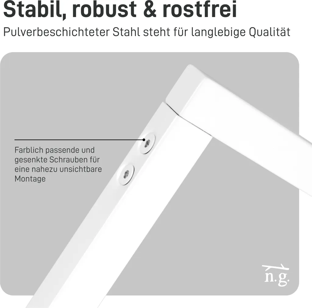 Appendiabiti Natural Goods Berlin RECHTECK, facile montaggio a soffitto, appendiabiti in stile industriale, appendiabiti in metallo, sistema appendiabiti fai da te, appendiabiti a soffitto, bianco, L90 x P90cm - 6