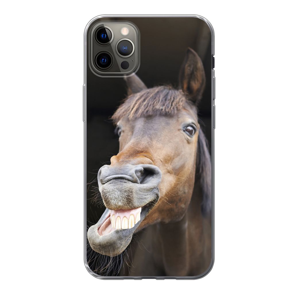 MuchoWow Handyhülle Schutzhülle Hülle für iPhone 13 Pro Max Pferd - Lustig - Stall - Kinder - Jungen - Mädchen - Kinder Silikon Softcase Han...