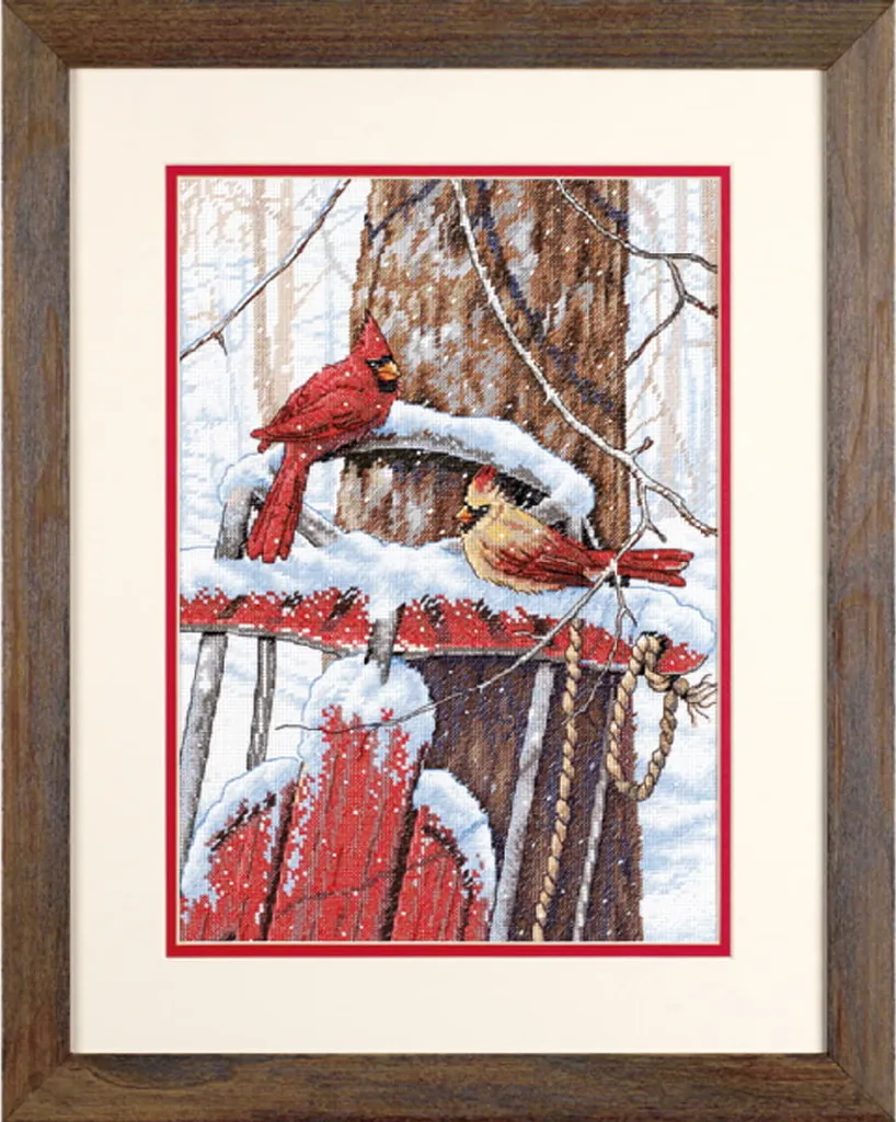 Kit Punto Croce Contato Cardinali Dimensions 25x35 cm - Neve e Slitte