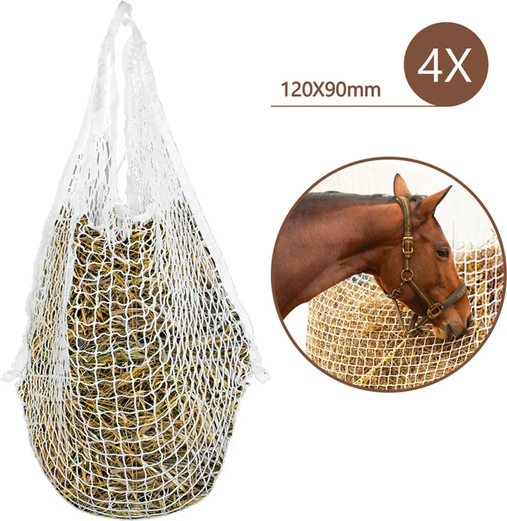 Filet à Foin Mailles 3x3 cm Ultra Résistant Blanc pour Alimentation Slow