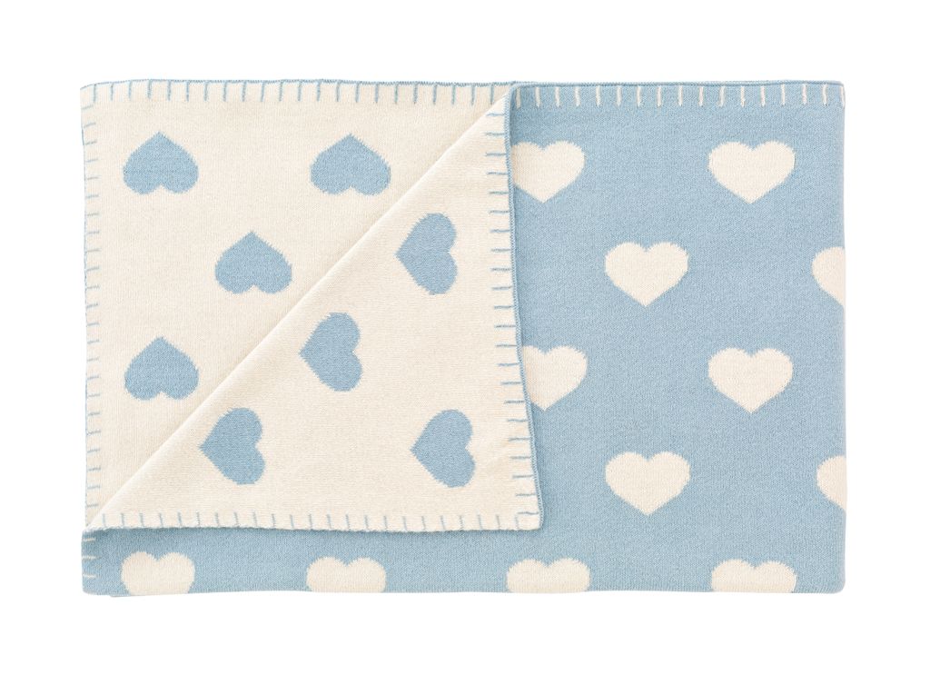 Schardt Baby Kuscheldecke Herzchen 95x120 cm, hellblau