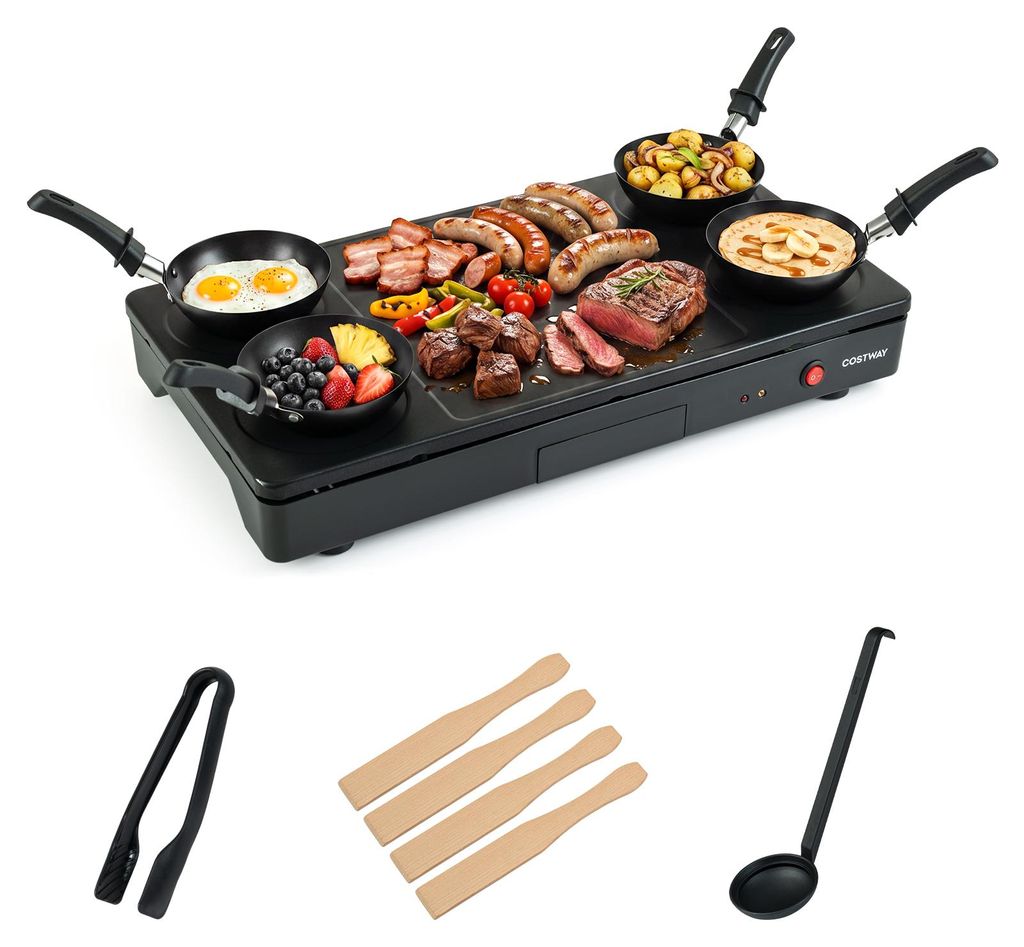 COSTWAY Elektrogrill, 2in1 Tischgrill, Grillplatte Produktbild 