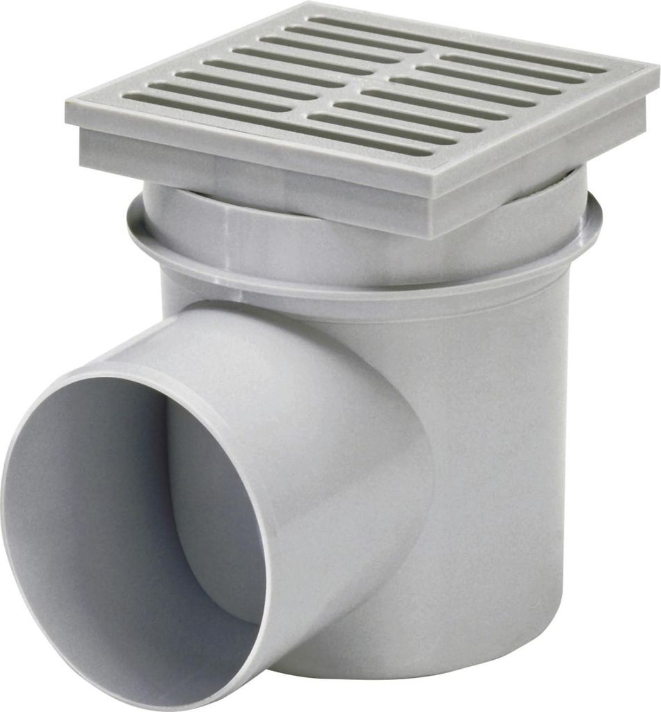 ACO Haus- und Hofablauf  150 x 150 mm, grau, DN110, Ablauf Produktbild 