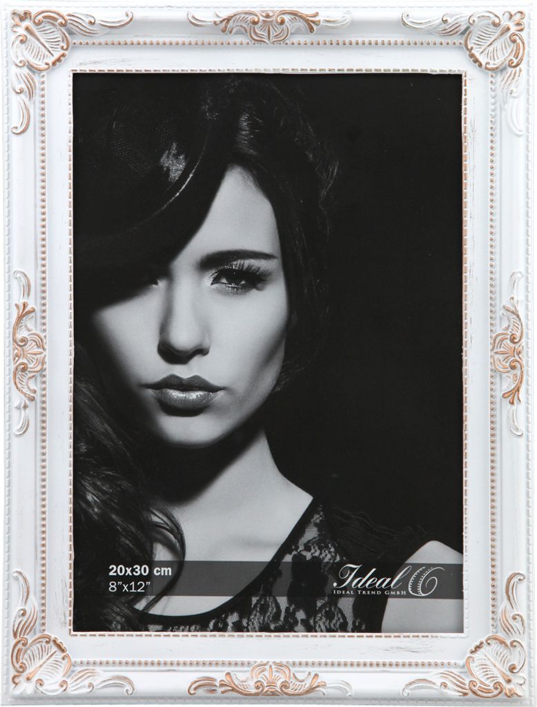 Barock Bilderrahmen Kunststoff Bild Foto Rahmen Picture Frame - Farbe: Weiß-Gold | Format: 10x15