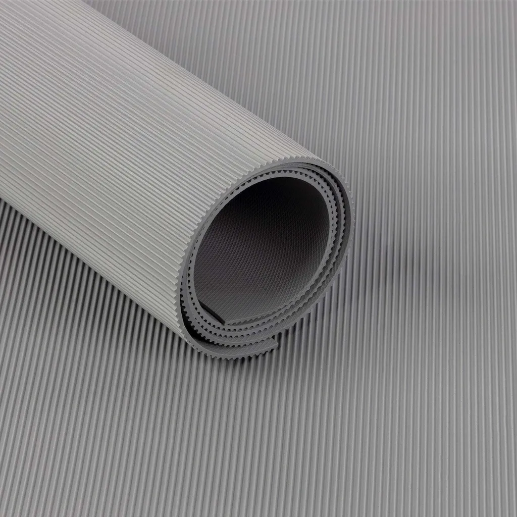 Tappeto Gomma Antiscivolo Grigio 120x350 cm | Passatoia Mini Rib Sicura