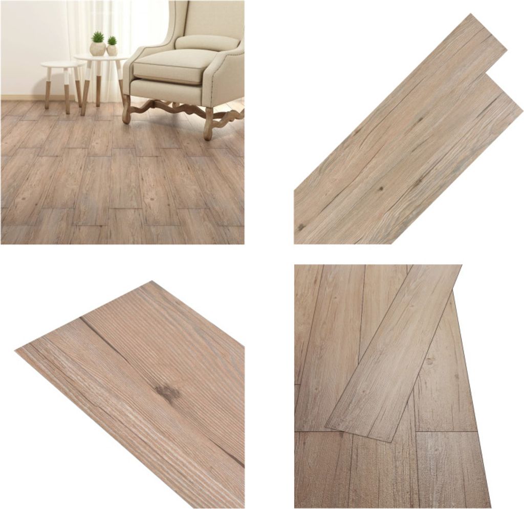 vidaXL PVC Fliesen Selbstklebend 2,51 m² 2 mm Eiche Braun - PVC Laminat Diele - PVC Laminat Dielen - PVC Diele - PVC Bodenbelag