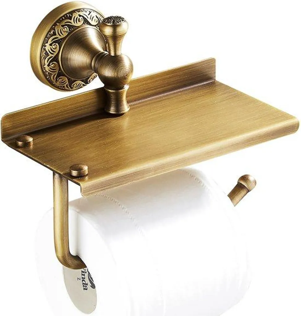 Porte-papier WC anti-chute pour téléphone en bronze antique mural
