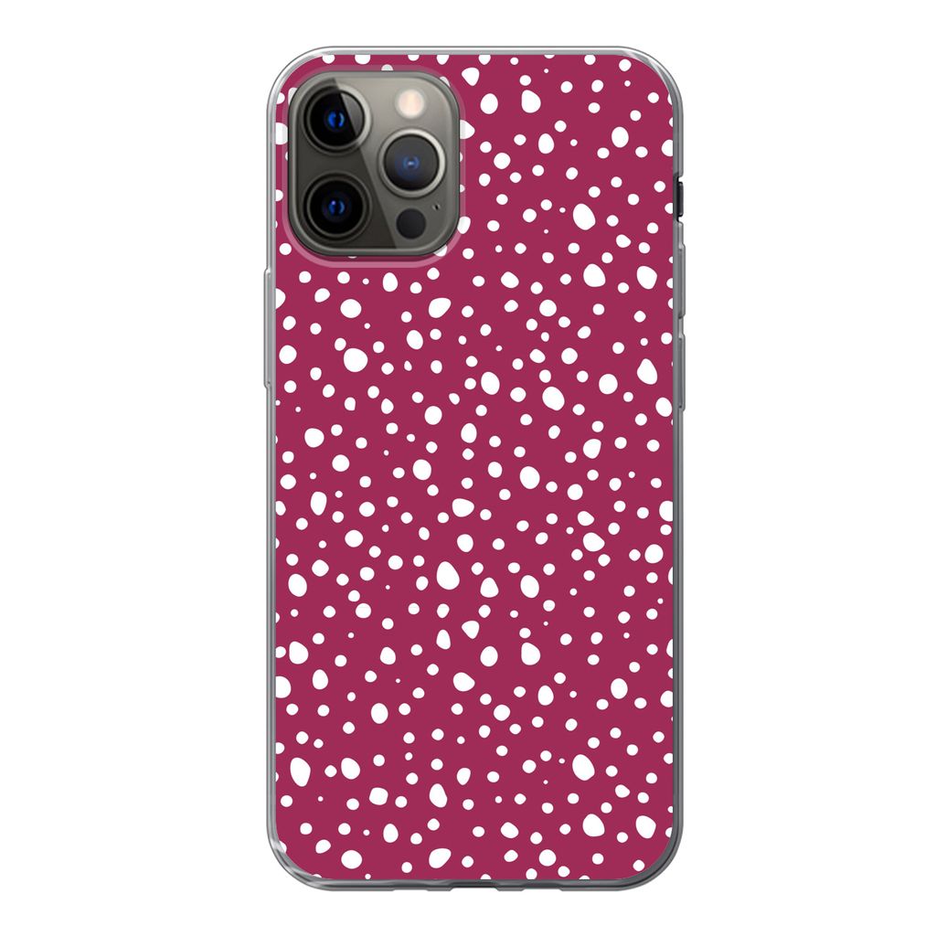 MuchoWow Handyhülle Schutzhülle Hülle für iPhone 13 Pro Tupfen - Rot - Weiß Silikon Softcase Handy Hülle - Handy-Tasche