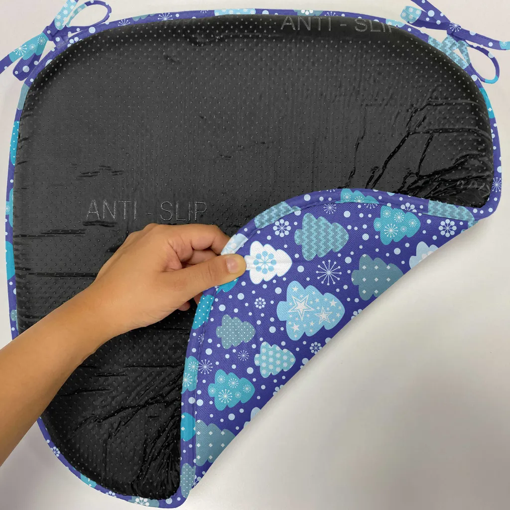 ABAKUHAUS Imbottitura invernale per sedie da sala da pranzo, fiocchi di neve e albero di Natale, cuscino decorativo impermeabile con cinturini per sedie da cucina, 40 cm x 40 cm - confezione da 12, blu viola e azzurro - 2