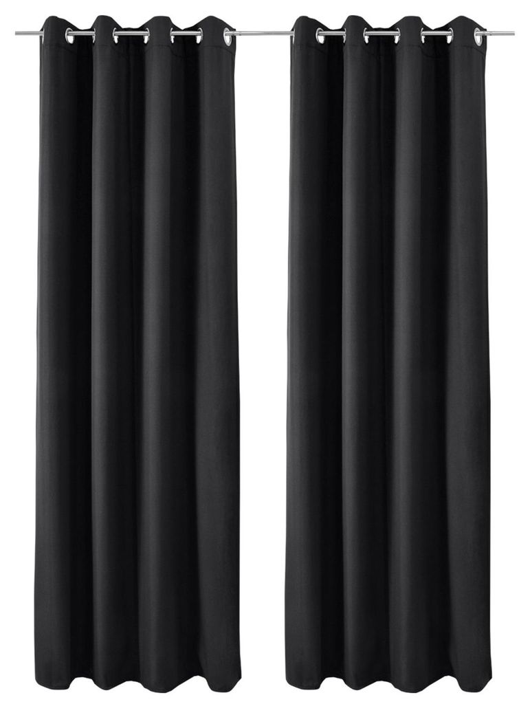 Beautissu 2er Set Thermovorhang Gardine Schwarz Amelie TO, Produktbild 