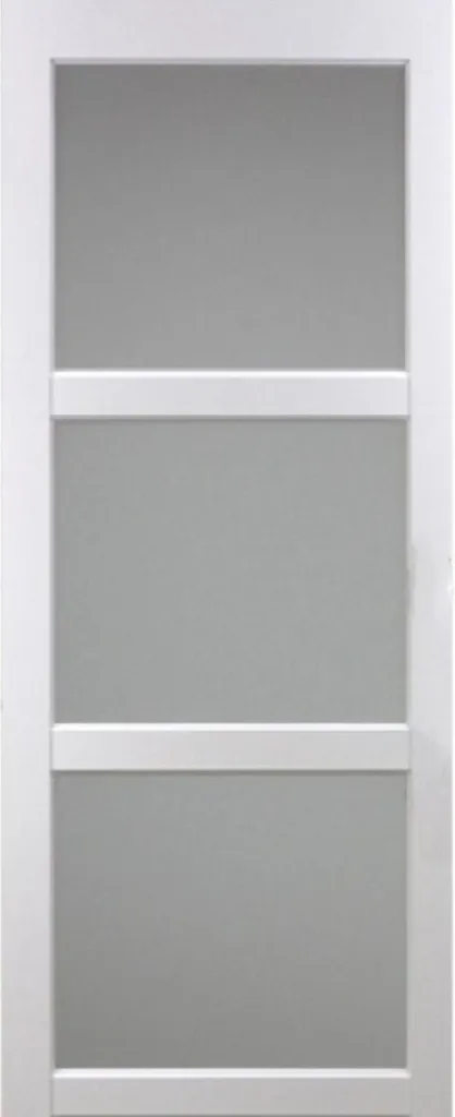 Porte Coulissante Kenya Vitrée Blanc 204x73 cm et Kit de Coquilles