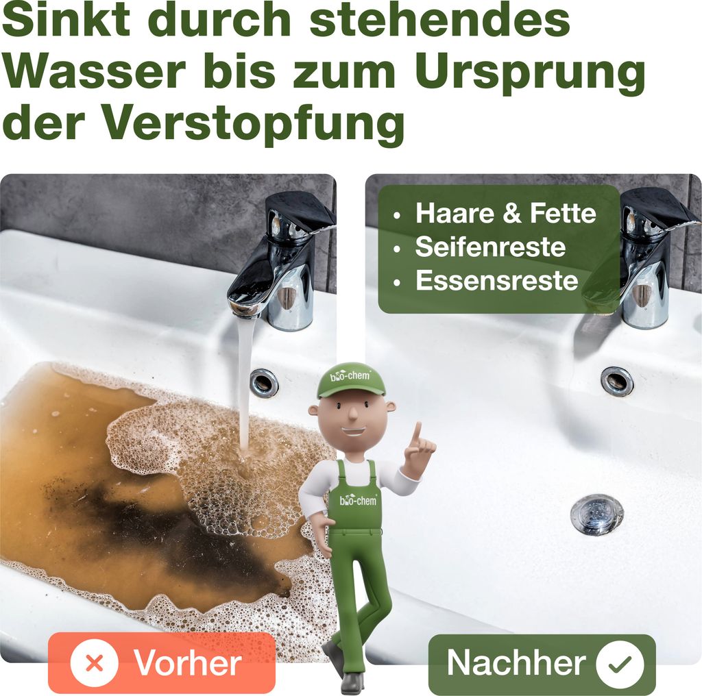 bio-chem Haar-Weg Abflussfrei – Abflussreiniger EXTRA STARK Produktbild 3