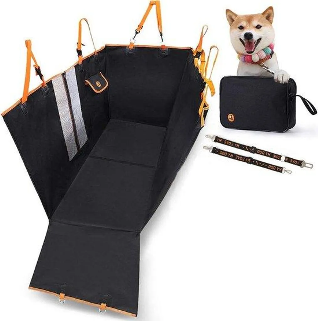 Housse de siège auto pour chien noire, protection résistante et durable