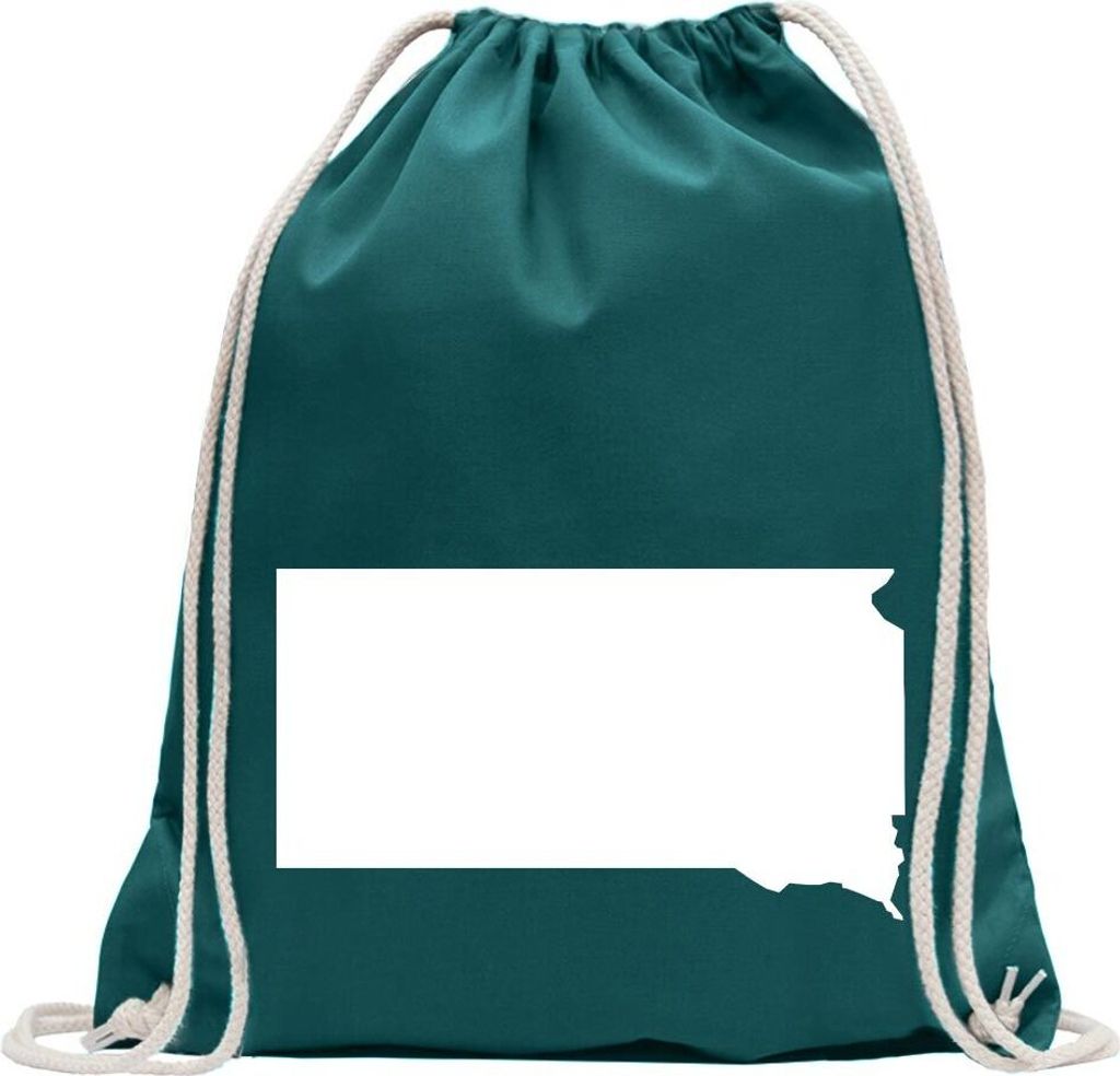 Kiwistar - Turnbeutel - petrol - USA - Bundesstaat - South Dakota - Fun Rucksack Sport Beutel Gymsack Baumwolle mit Ziehgurt