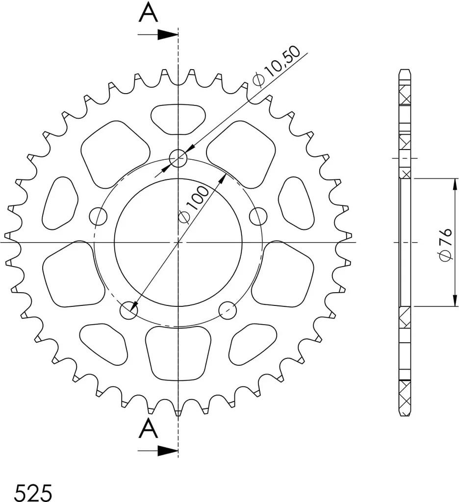 Couronne moto Supersprox 525 40 dents alu : fini la transmission lourde