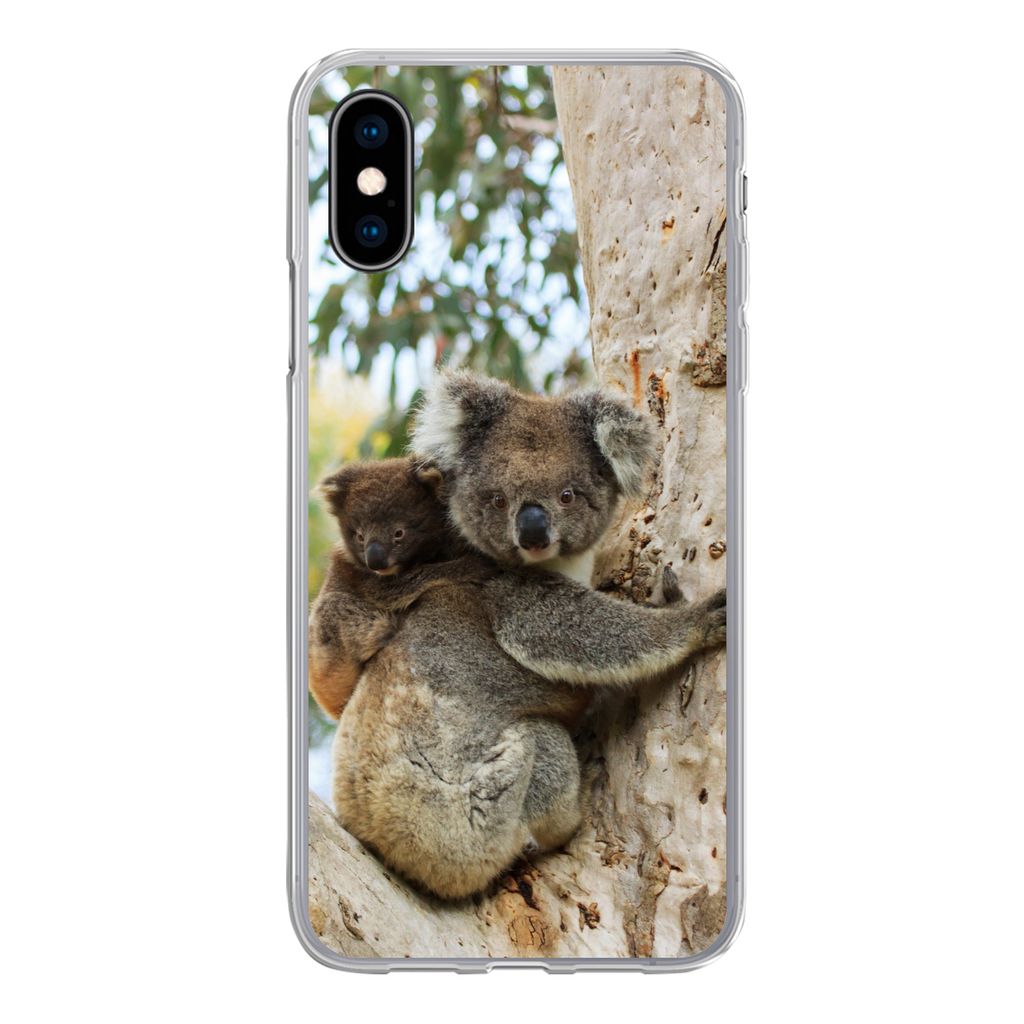 MuchoWow Handyhülle Schutzhülle Hülle für iPhone X Koalas - Kind - Baum - Jungen - Mädchen Silikon Softcase Handy Hülle - Handyhülle