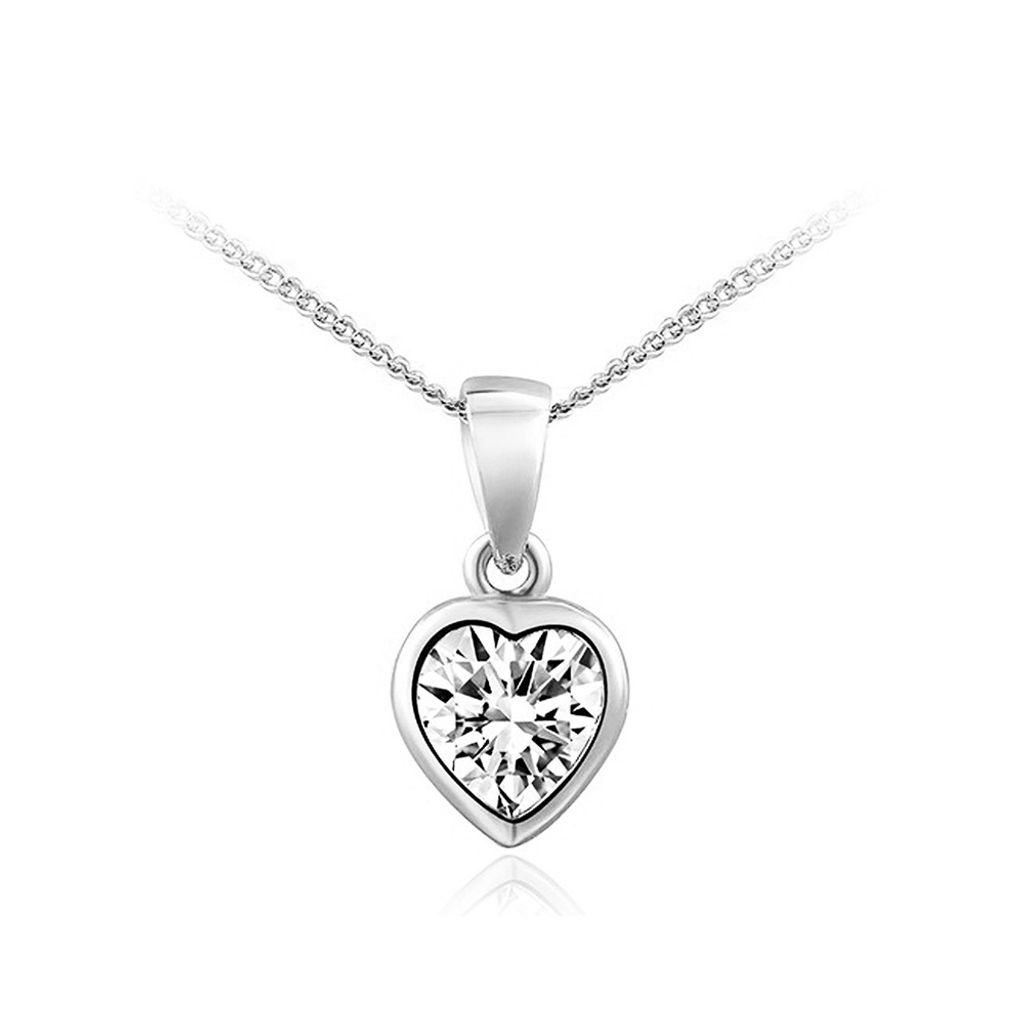 Damen Halskette Herz Kette Heart Anhänger vergoldet Zirkonia Kristall Geschenk