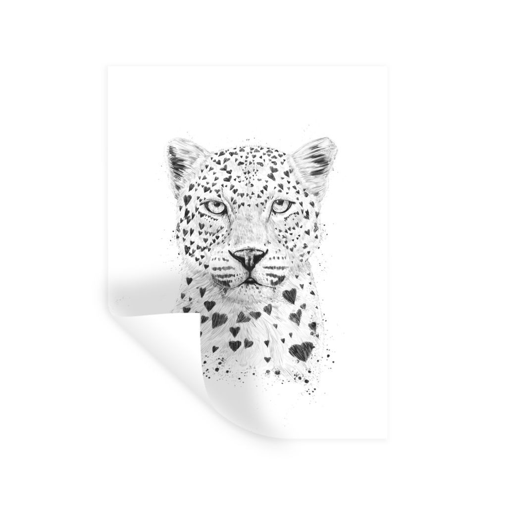 MuchoWow Wandtattoo Wandsticker Wandaufkleber Leopard - Herz - Weiß - Tiere 120x160 cm Selbstklebend und Repositionierbar - Wierderverwendbar - ...