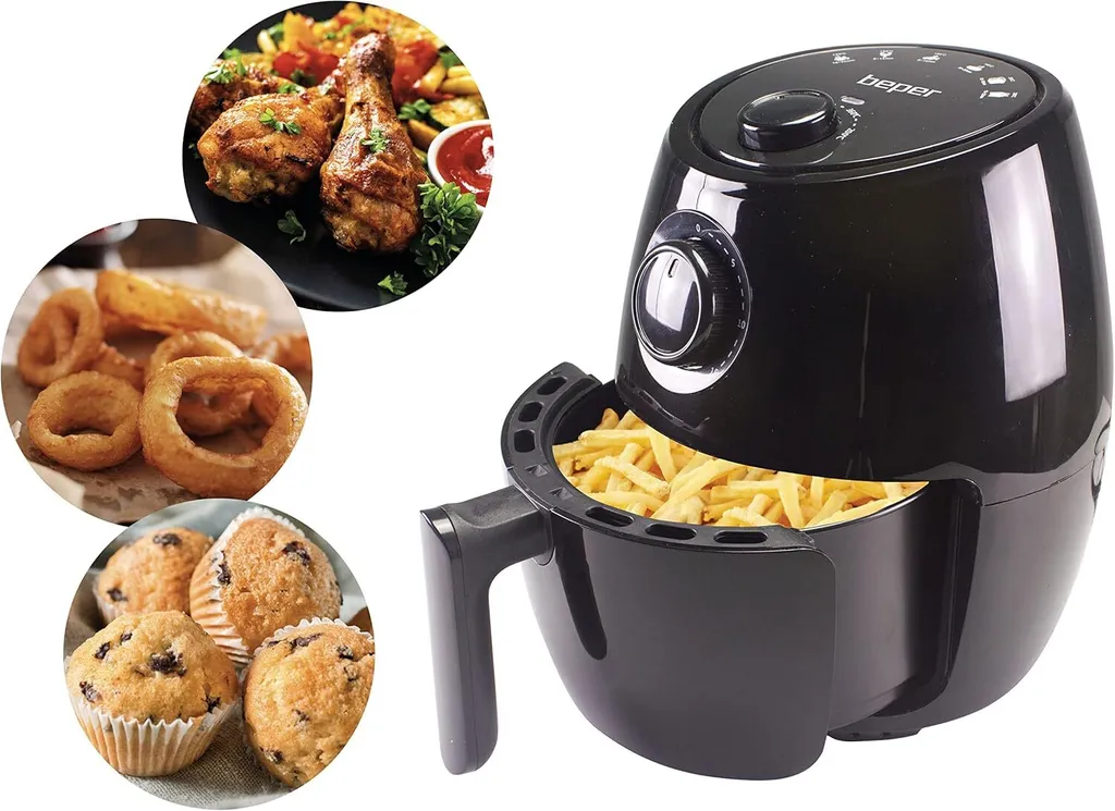 Friggitrice ad Aria 2 Litri 1000W Nera - Cucina Sana e Veloce Shop