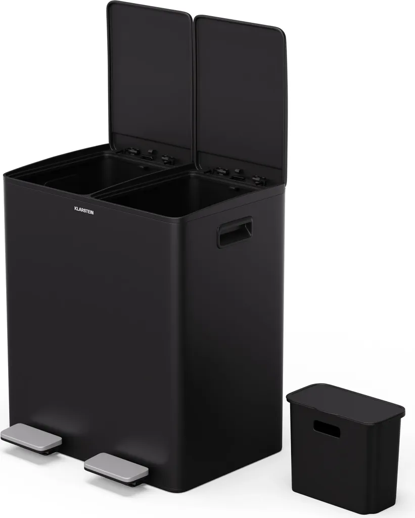 Poubelle Inox Anti-Odeur 40L Tri Sélectif avec Bac Composteur de Cuisine