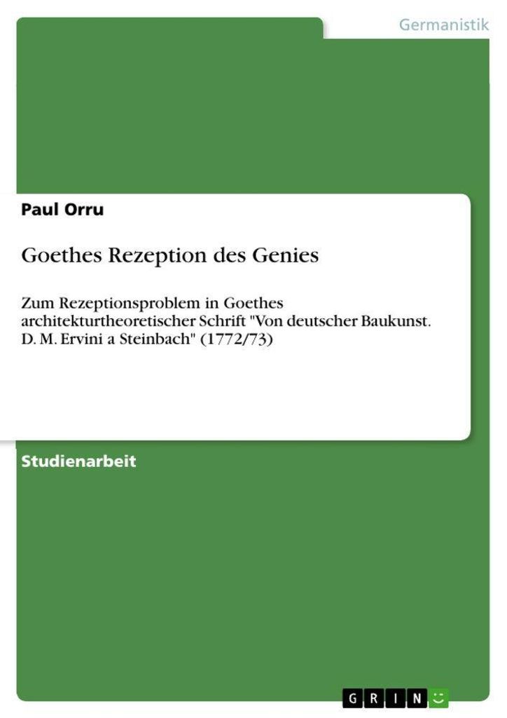 Goethes Rezeption des Genies
