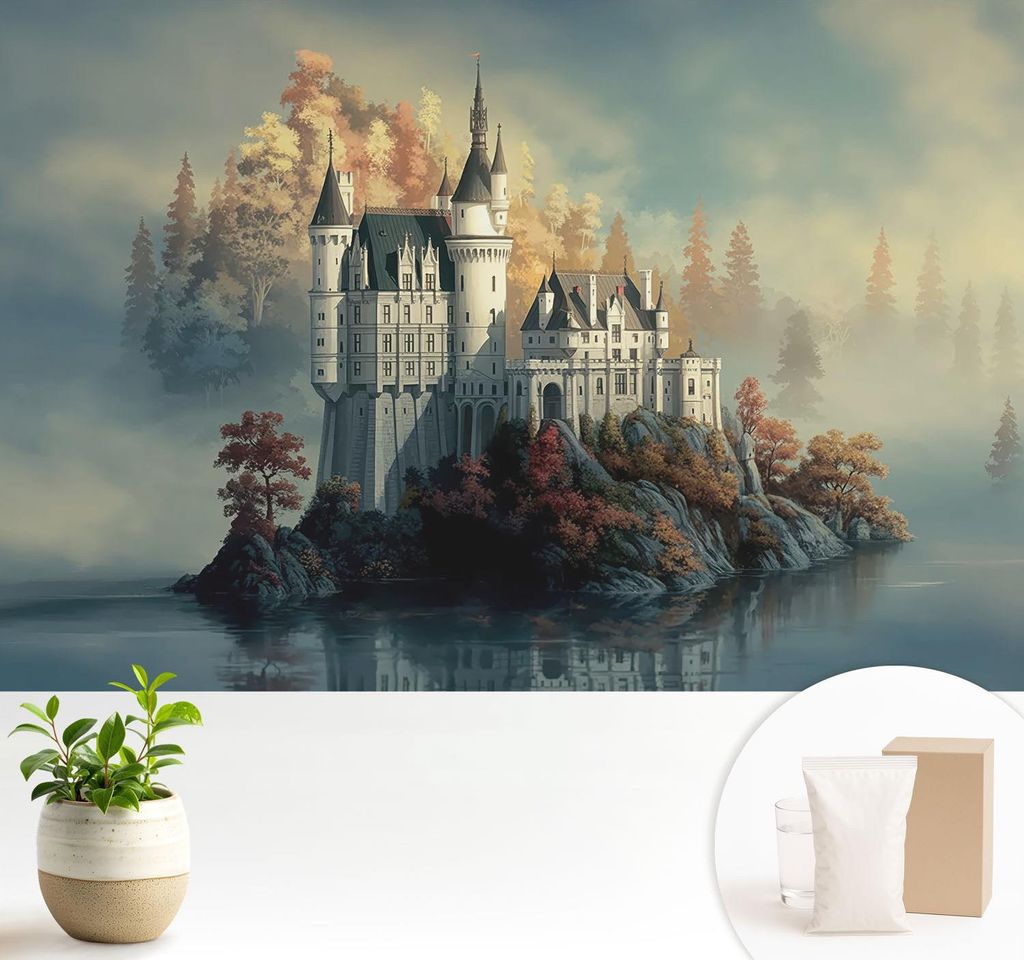 Fototapete - 104x70 cm - Tapete - Wandtapete - Wandbilder - Dekofolie - Tapete Folie - Wand - Dekoration - Wohnzimmer - Märchenschloss