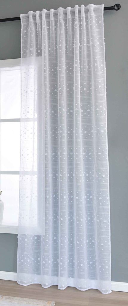 Gardine HxB 245x145 cm Natur Pompom »VALENCIA« Multiband Aufhängung Scherli Transparent Leinen-Optik, 2023400