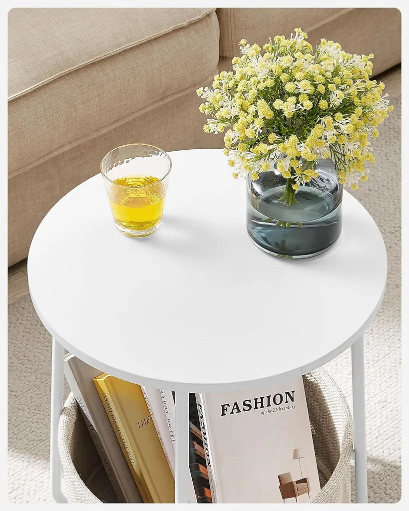 Tavolino da Salotto Moderno VASAGLE - Bianco e Beige con Stoccaggio - 4