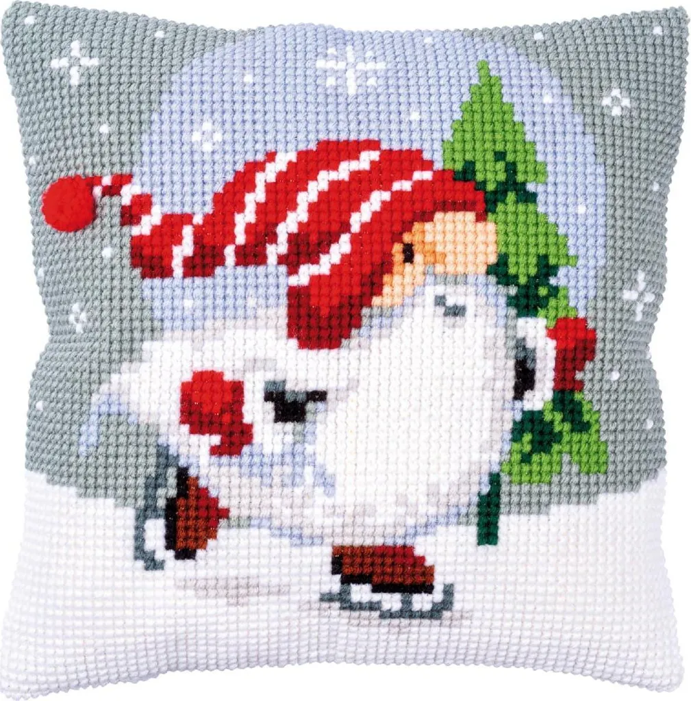 Kit point de croix Vervaco 40x40cm avec motif Gnome de Noël et fils