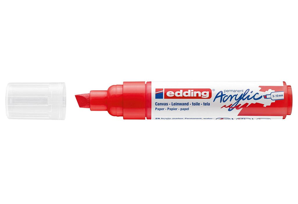 Edding 5000 Acrylmarker Breit, Rot, Meißel, Rot, Extradick, Produktbild 