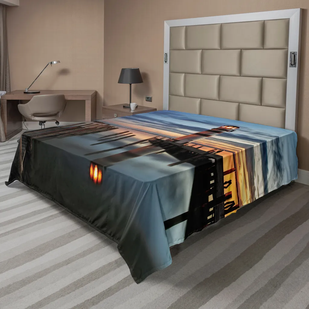 Drap de lit plat ABAKUHAUS motif phare 275x260 cm en tissu microfibre