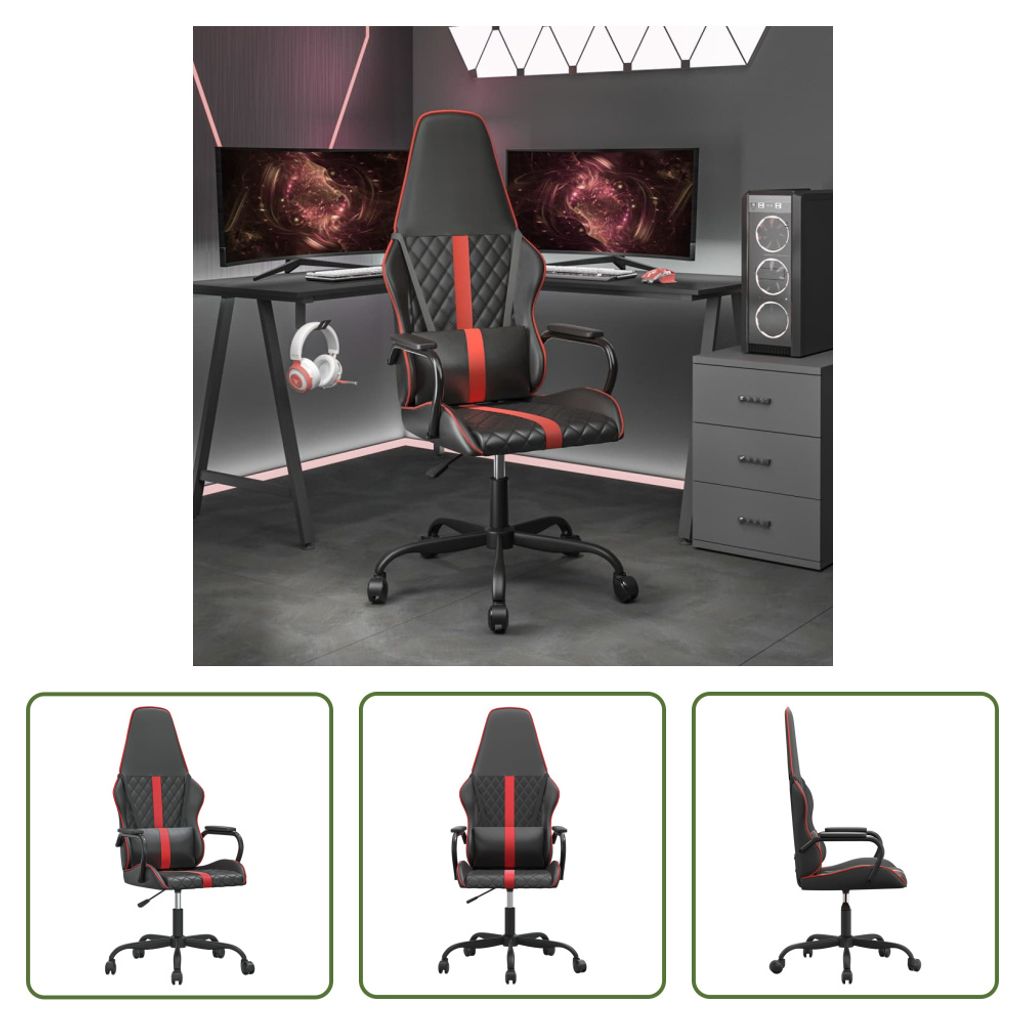 The Living Store Gaming-Stuhl mit Massagefunktion Rot und Schwarz Kunstleder
