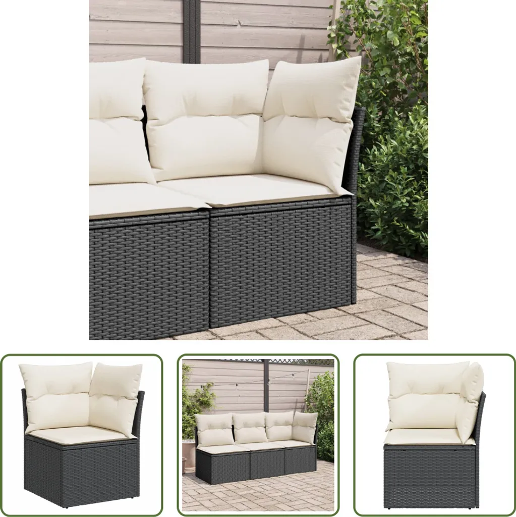 Salotto da Giardino Angolare in Rattan Nero | The Living Store con Cuscini