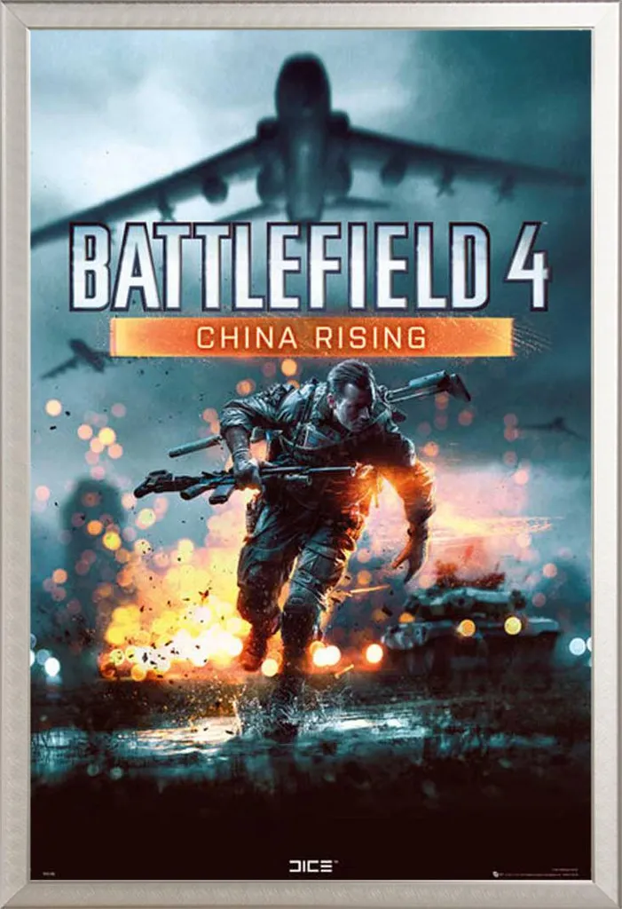 Affiche Battlefield 4 protégée par cadre aluminium et vitre acrylique