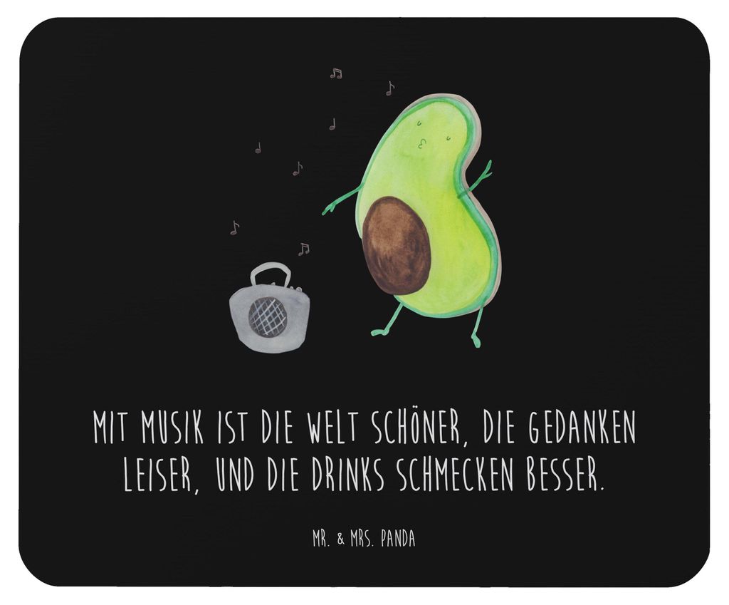 Mr. & Mrs. Panda Mousepad Avocado Tanzen - Schwarz - Geschenk, Musik, Urlaub, Mouse Pad, pc, Mauspad, Party, mausteppich, Singen, laptop