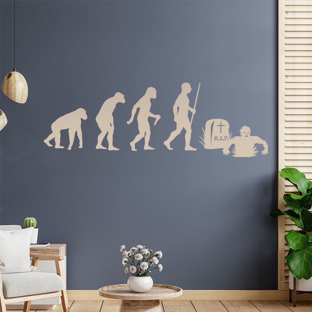 Zombie Untot Evolution Wandtattoo Wandaufkleber Wall Sticker - Dekoration, Küche, Wohnzimmer, Schlafzimmer, Badezimmer