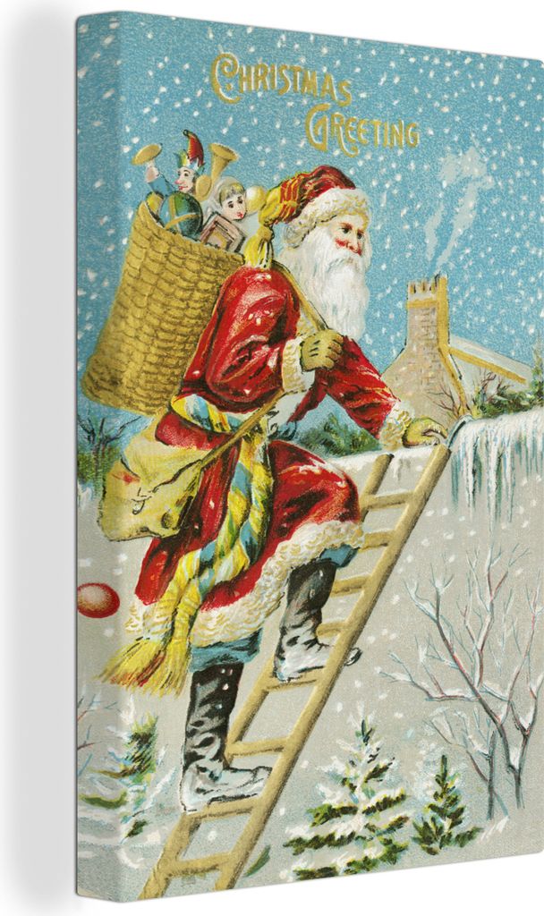 OneMillionCanvasses - Leinwandbilder - 90x140 cm, Weihnachtsmann - Schnee - Geschenke, Wandbilder Kunstdruck Wanddekoration - Foto auf Leinwand -...