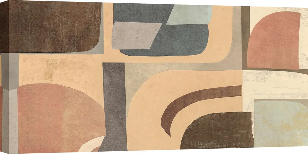Tableau Géométrique Earth Waves 120x60 cm - Toile Grand Format Moderne