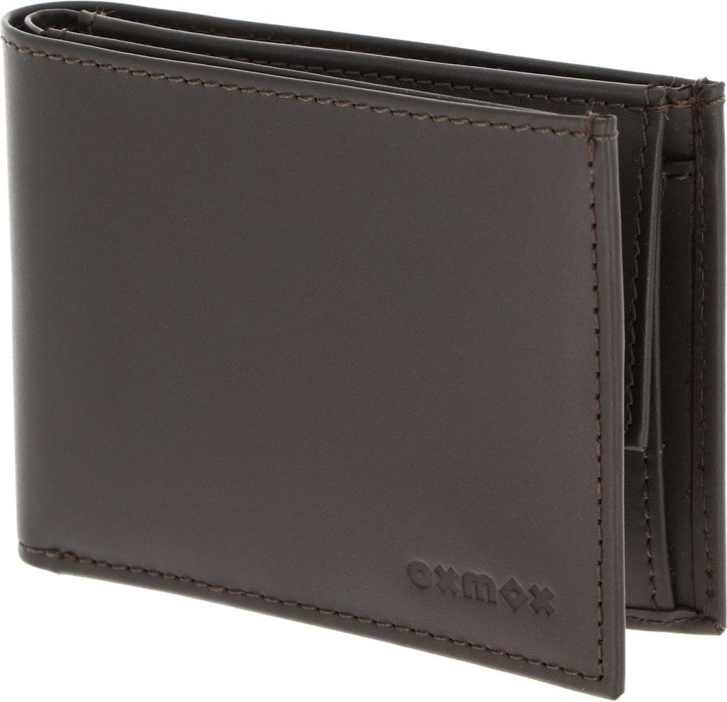 oxmox Leder Geldbörse Leather RFID Protect Pocketbörse Pure 2.0 Embossed Brown dunkelbraun