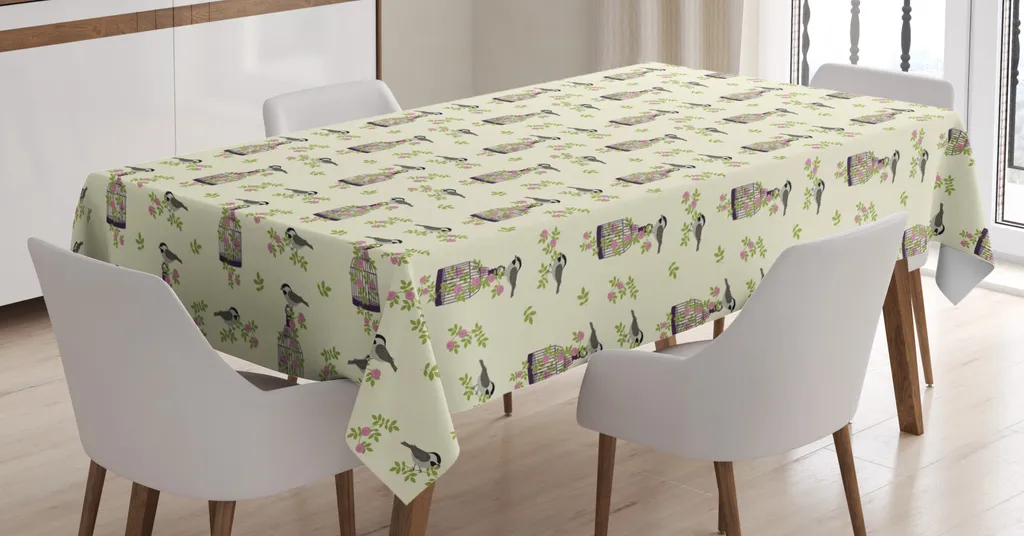 Tovaglia Floreale ABAKUHAUS 140x200 - Stile Vintage con Uccelli